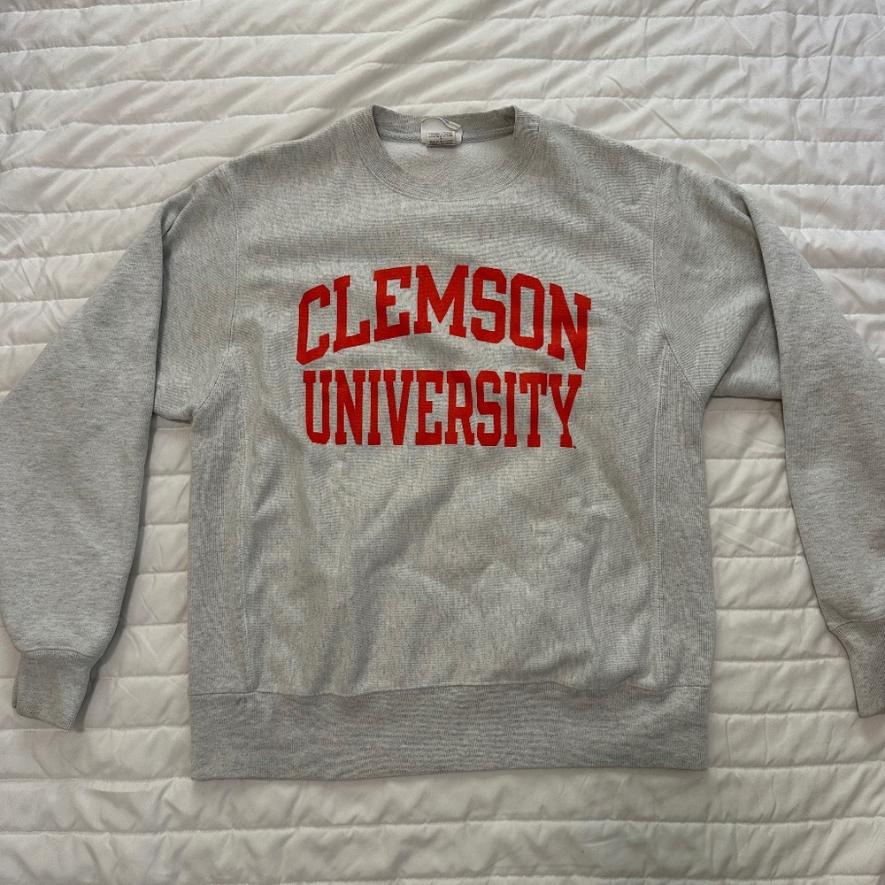 Champion Unisex Clemson University Light Grey Sweatshirt Size Medium
